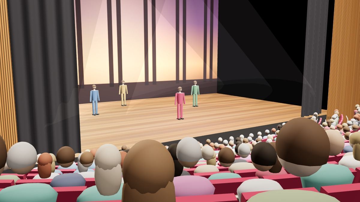 AKM Türk Telekom Opera Orkestra Çift koltuklarından sahne görünümü (3B çizim)