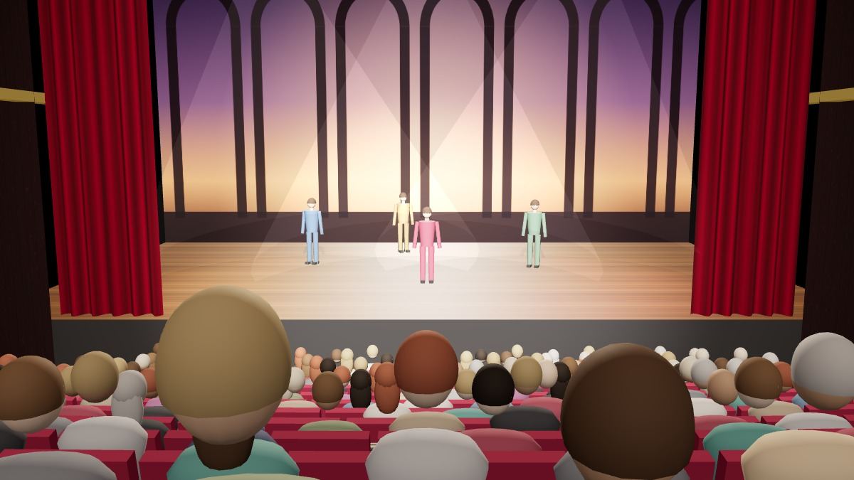 İş Sanat Kültür Merkezi Orta Blok koltuklarından sahne görünümü (3B çizim)